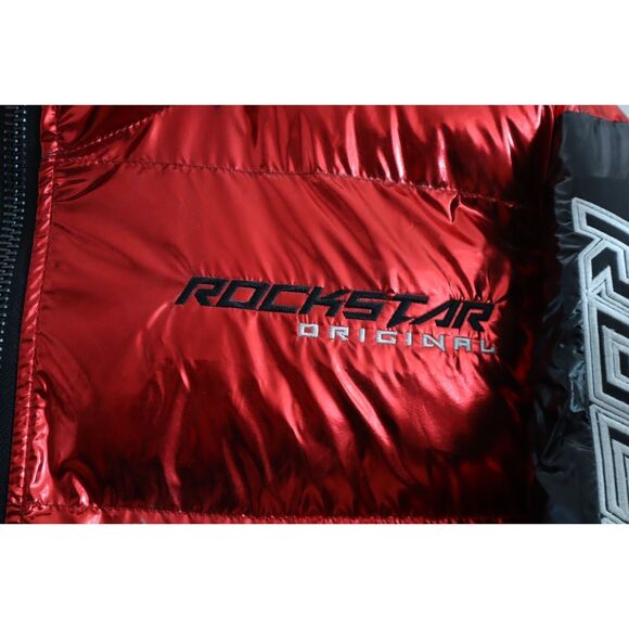 Rockstar Original Men's Sz 2XL Metallic Red Alasia Hooded Puffer Jacket - Picture 5 of 16
